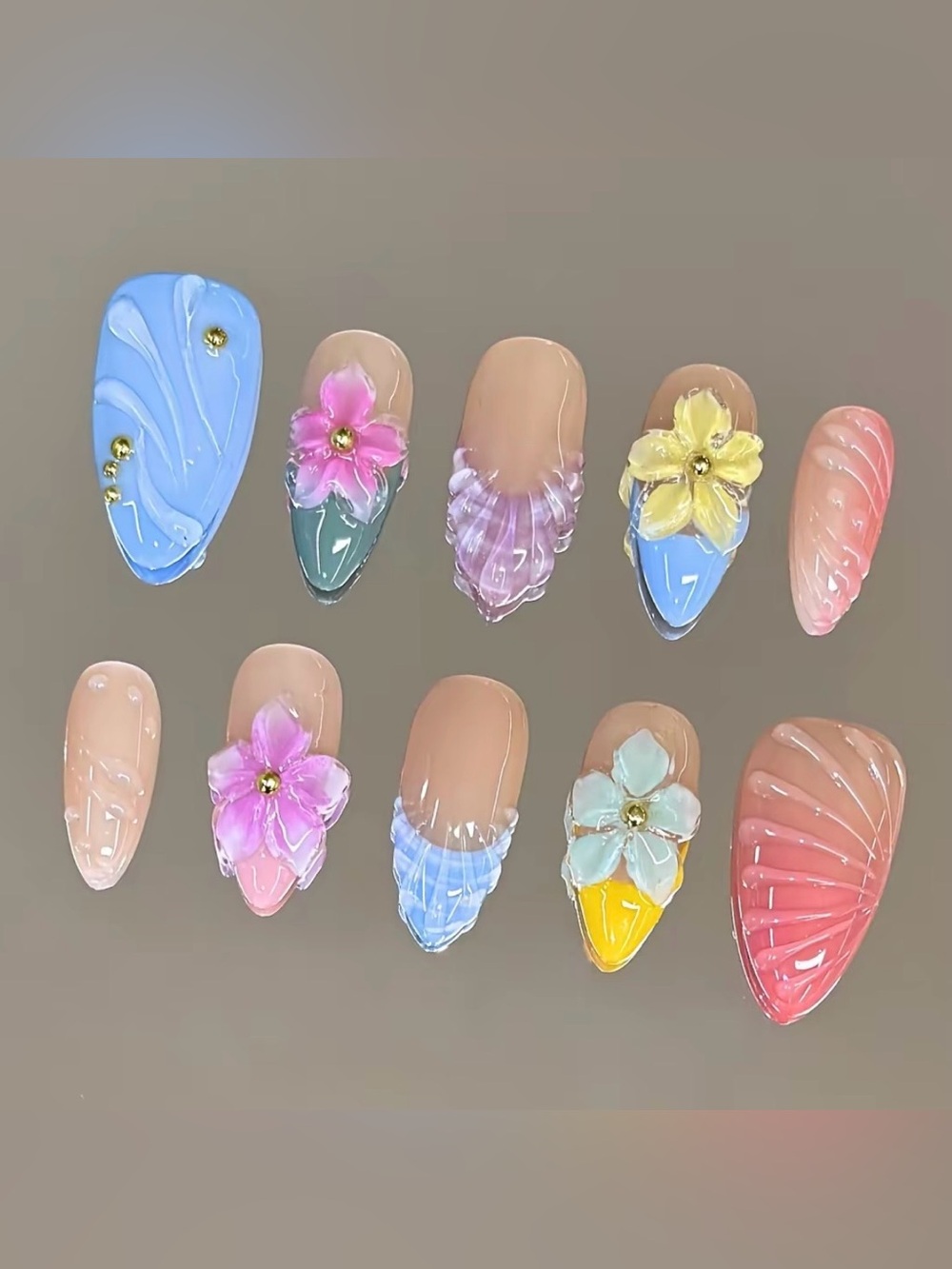 NailVesta Almond Press-On Nail Set - Seashell Sorbet